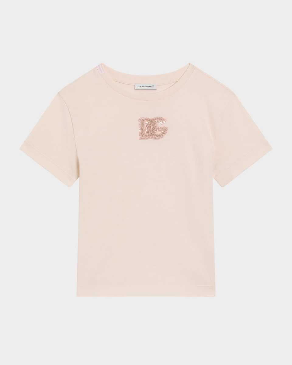Girl's DG Logo Patch Short-Sleeve T-Shirt, Size 4-6